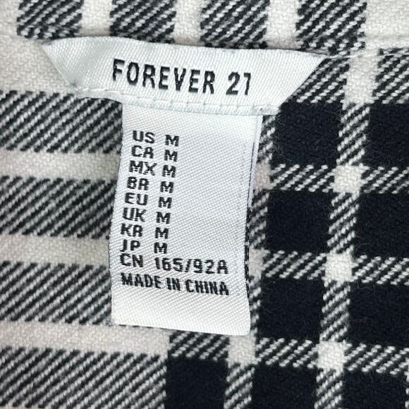 FOREVER 21 Women Off -White & Black Regular Fit Checked Casual Fit Size M # 704 - Picture 11 of 12